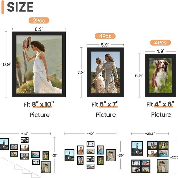 NEW 10 Pack Picture Frames Collage Wall Decor for Mounting - Picture 5 of 10